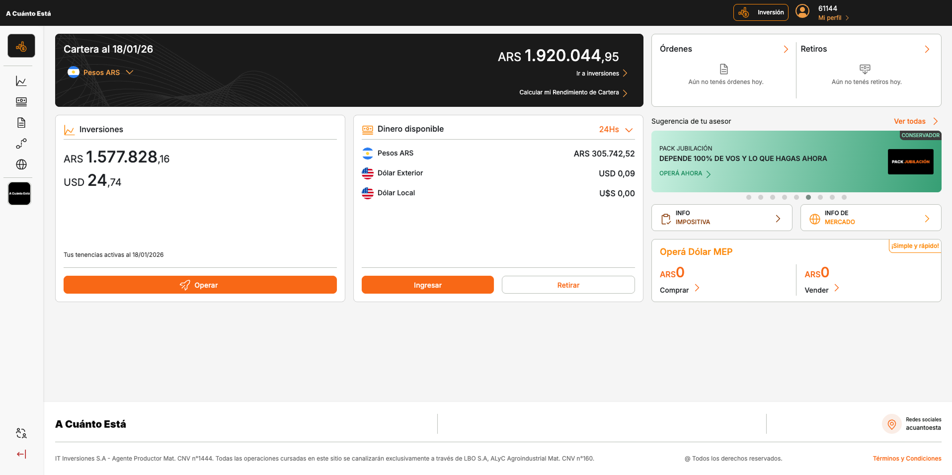 A Cuánto Está Dashboard